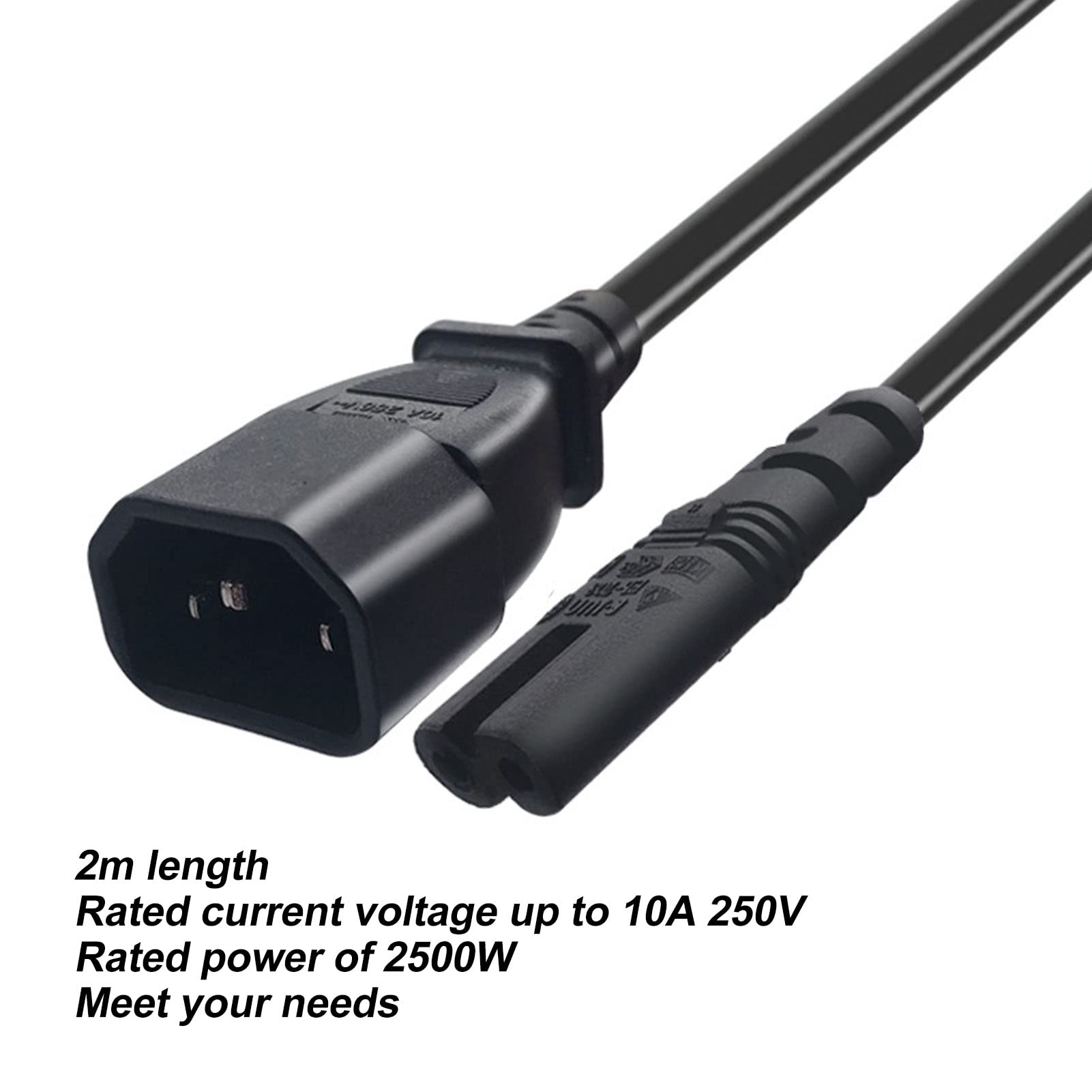 Cavo Alimentazione C14 A C7 Kentek 1,8m 18AWG 10A/125V Non Polarizzato Per PDU/UPS