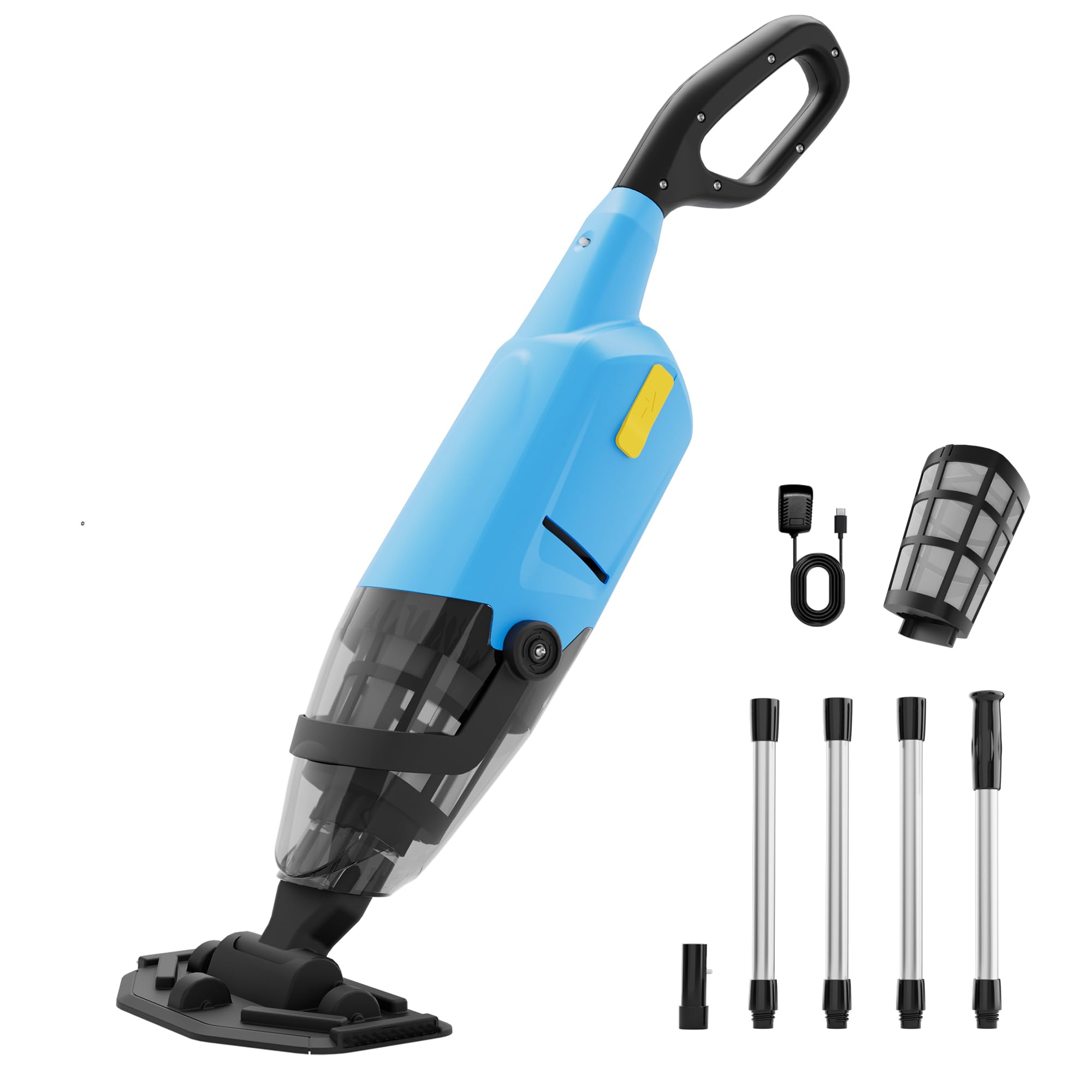 Aspirateur manuel pour piscine sans fil pour piscines hors sol et jacuzzis – Nettoyeur de piscine rechargeable avec 60 minutes d’autonomie, manche télescopique et filtre fin, pour spa, jacuzzi et - 1