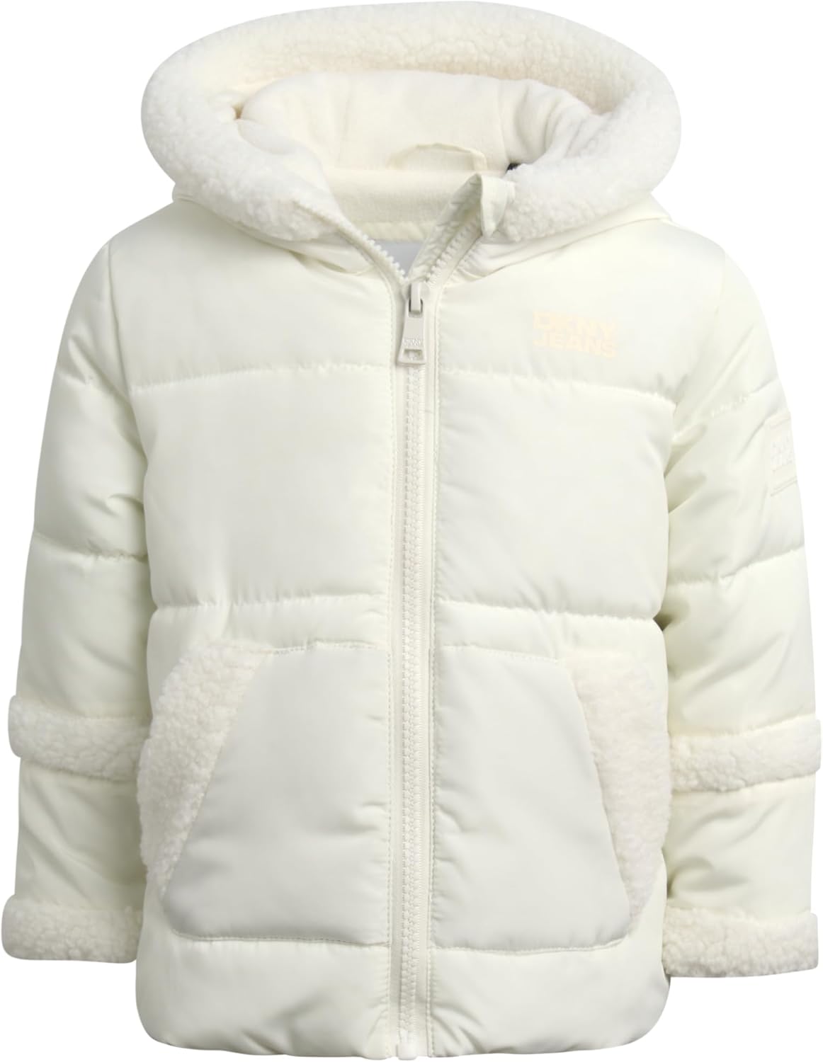 DKNY Infant Toddler Baby Girls’ Winter Coat- Polar Fleece Lined Hooded Quilted Bubble Puffer Jacket for Girls (12M-4T)