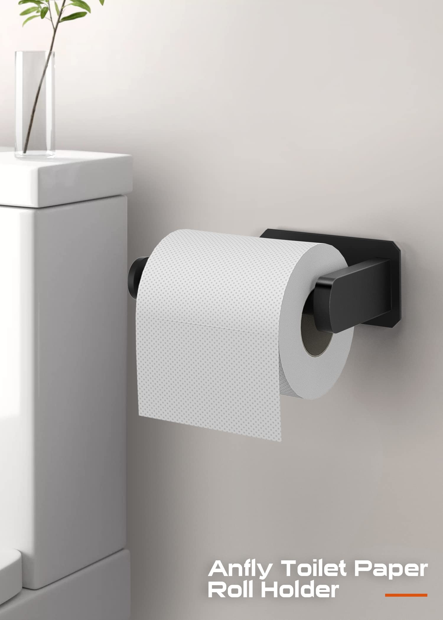 Anfly RV Toilet Paper Holder Camper,Self Adhesive Toilet Paper Holder with 2 Hanging Hooks for Campers, Bathroom, Kitchen and Bedroom,No Drill/Wall Mount, Black — Amazon image 7