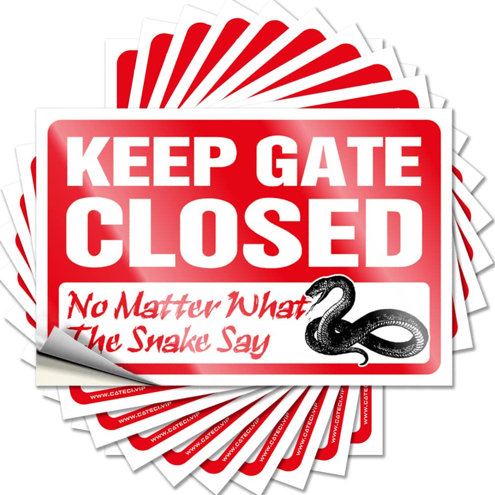 Fzfn Men's Colour Funny Sticker Large Easy Apply | Keep Gate Closed No Matter What The Snake Say Encouraget Bumper Peel And Stick(6X9cm)