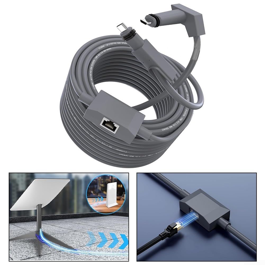 Adattatore Ethernet 2 in 1 per Starlink Gen 2, 46 m per cavo di prolunga RJ45 in TPE, trasferimento dati ad alta velocità per Internet stabile (10 m)