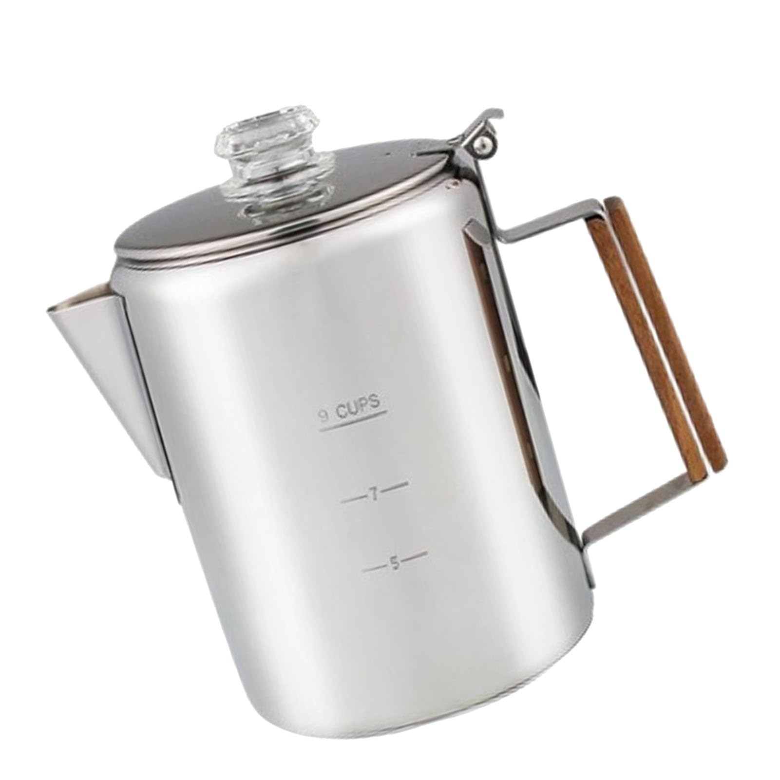 Eléctrica de Acero Inoxidable con Boquilla en V, de Madera y Filtro Fino para Camping, Picnic, Estufa de Gas, Placa de Inducción (9 tazas 1400-2000ML)