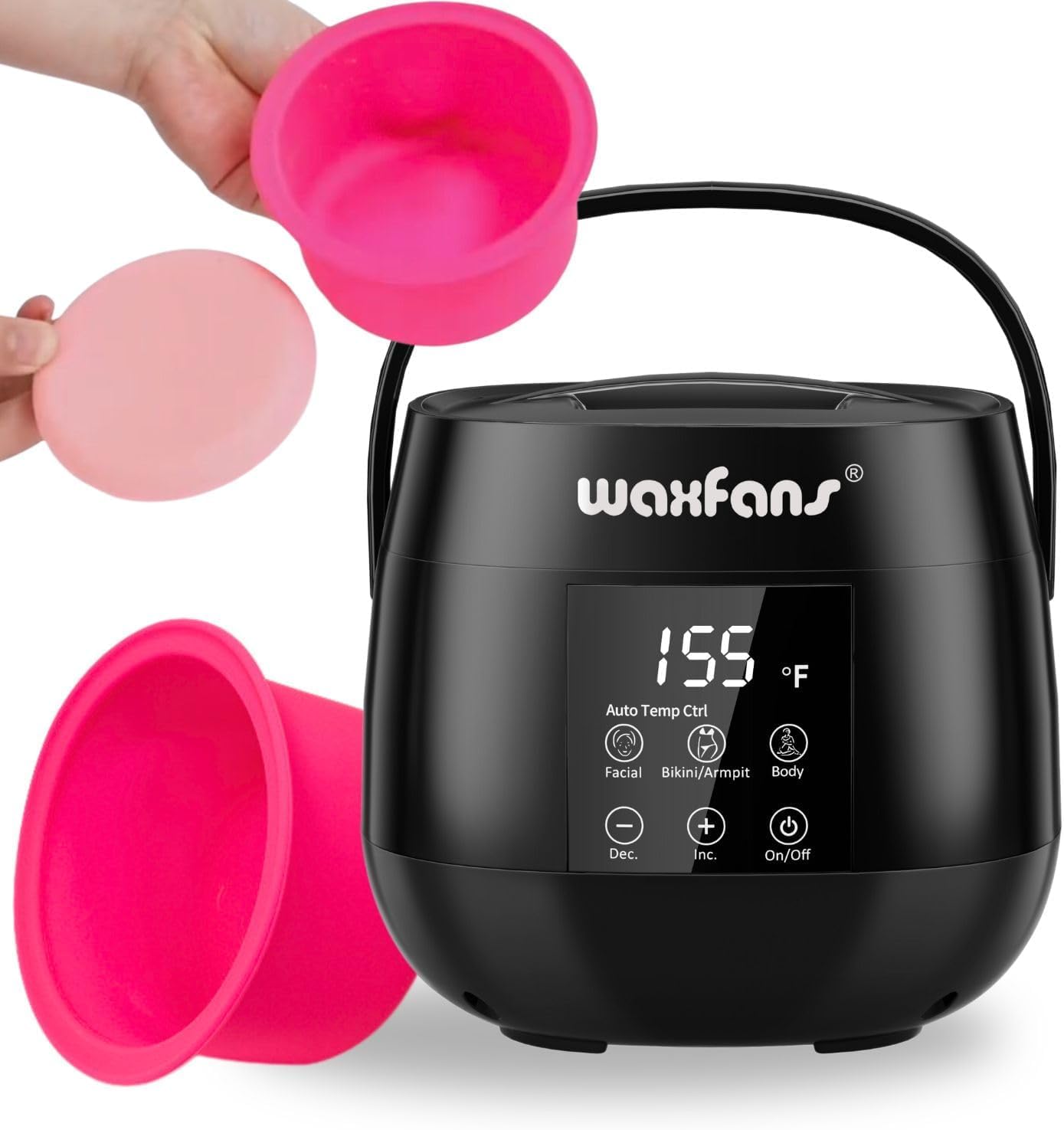 Smart Digital Wax Machine with Auto Temperature Control for Safe Hair Removal - Suitable for Brazilian, Bikini, Facial, Eyebrow, Nose & Full Body Waxing (with a Silicone Bowl)