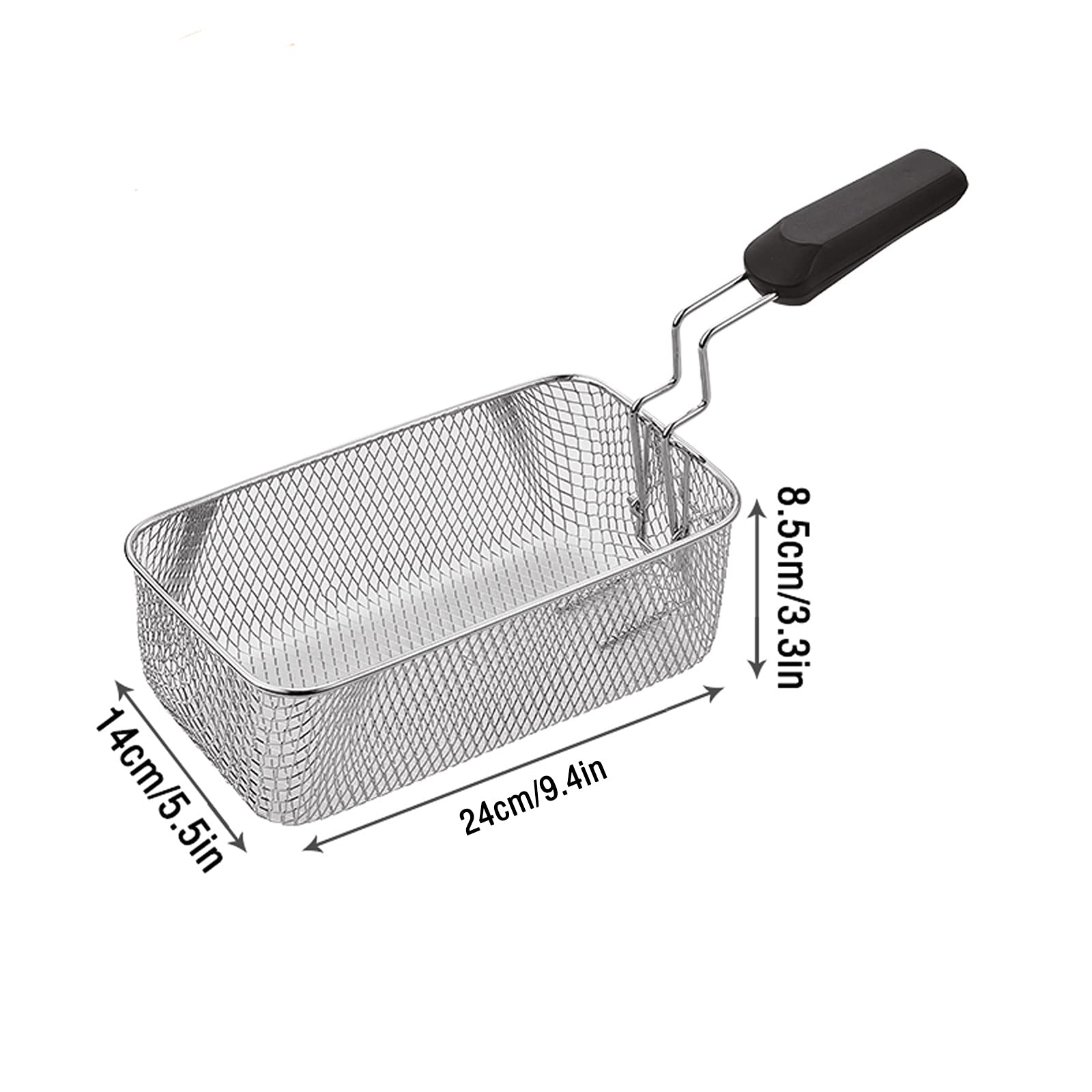 ALturN Cestas for freír,Cestas for freír for servir patatas fritas,Cesta for freír comercial de acero inoxidable Cesta rectangular de malla for patatas fritas con asa Filtro for alimentos fritos