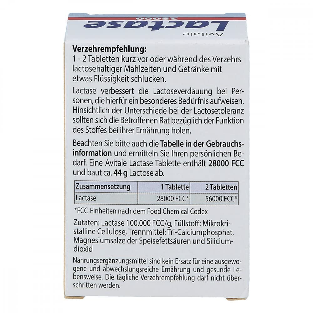 Avitale Lactase 28000 FCC Tabletten im Spender, 80 St. Tabletten
