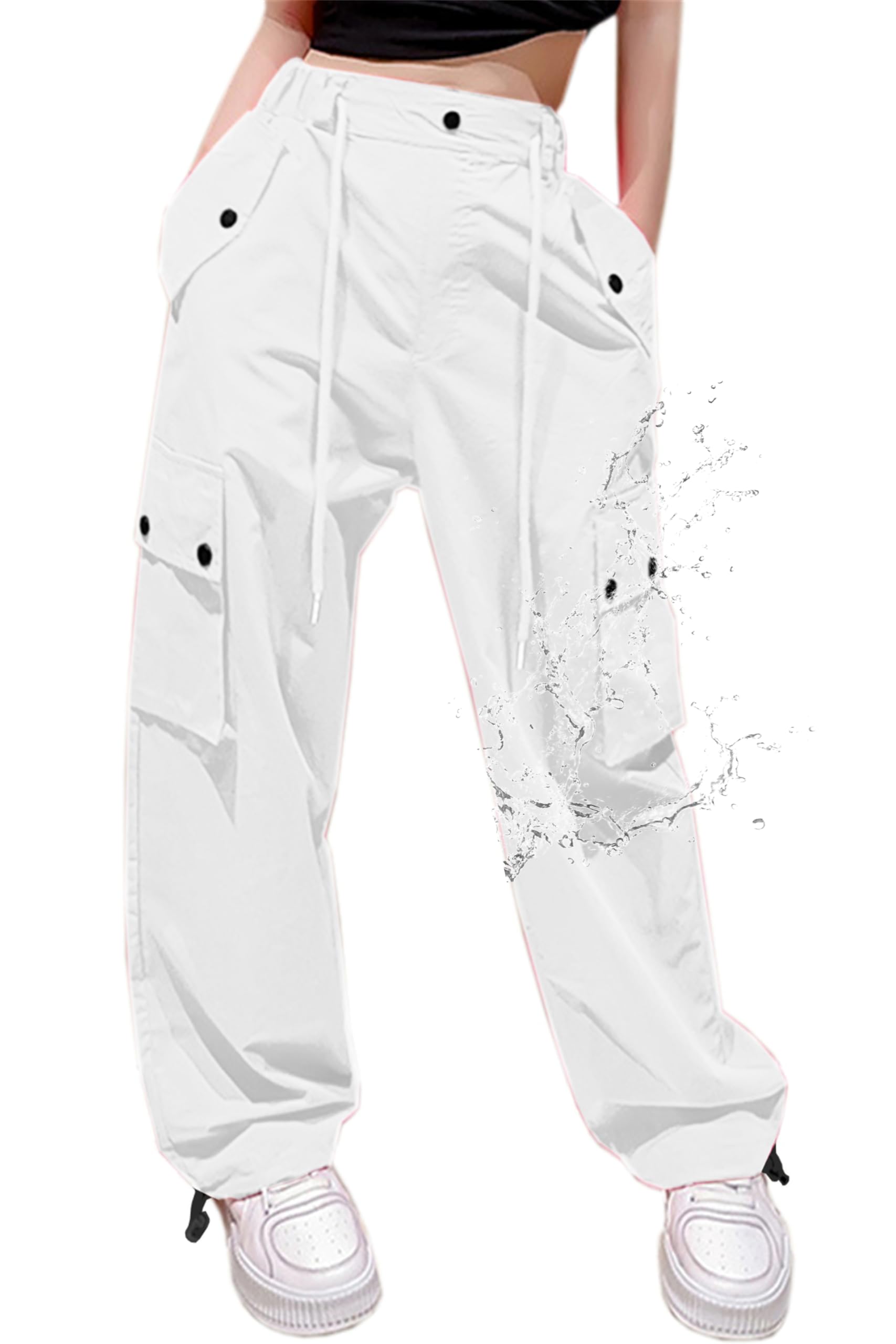 Cromoncent Girls &amp; Women Parachute Cargo Pants, 6Years-3XL