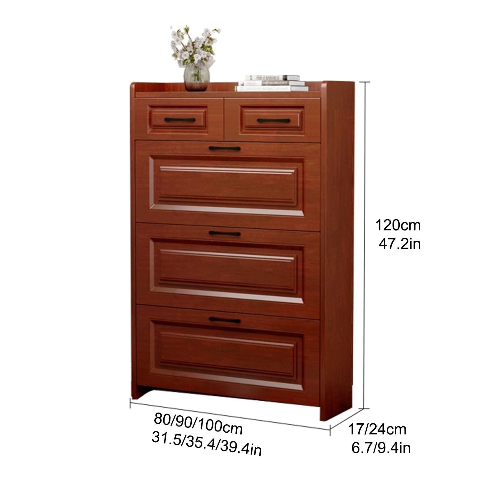 Schuhschrank, Schuhschrank Schmal Schuhregal, Platzsparend Regal für Schuhe, Multifunktional Schuhablage Schuhaufbewahrung, für Flur, Wohnzimmer, Schlafzimmer(120x100x17cm/47.2x39.4x6.7in)