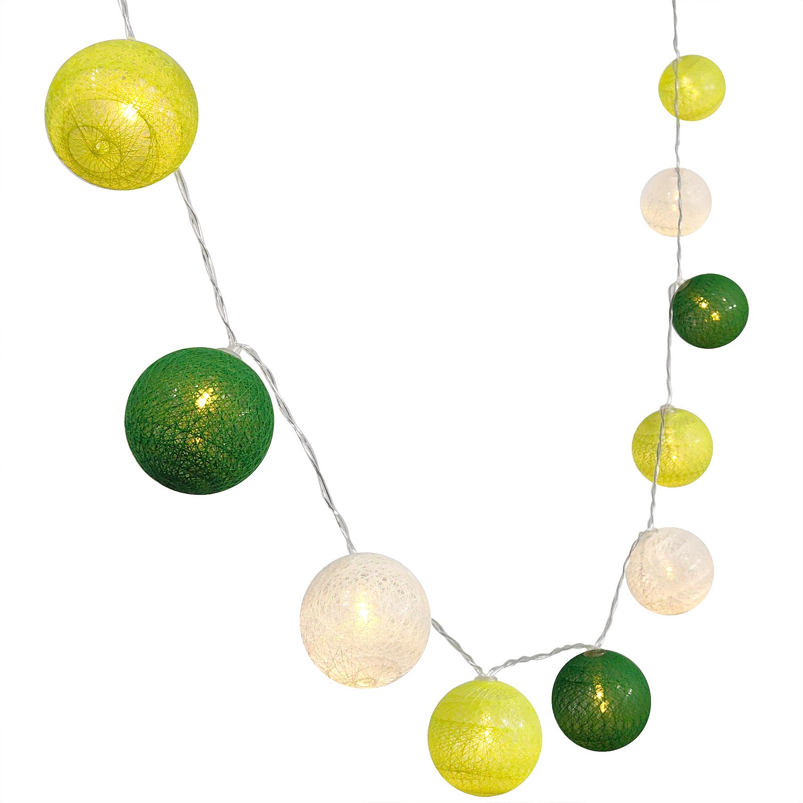 3M/10Ft 30 Green White Ball LED Battery Operated String Fairy Light