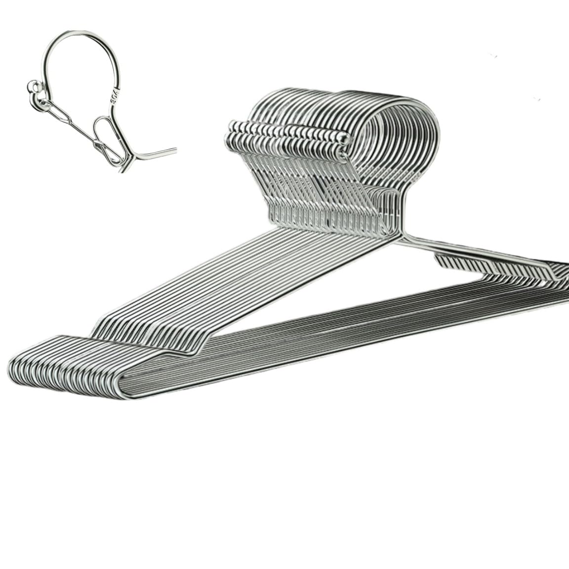 Cintres verrouillables en acier inoxydable lot de 10 de 41,9 cm pour hôtel