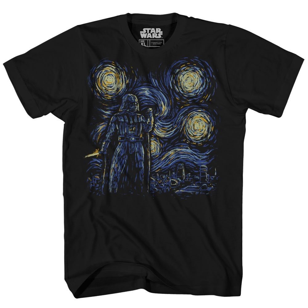 Star WarsStarry Night Darth Vader Van Gogh Adult Men's Graphic Tee Apparel T-Shirt Black