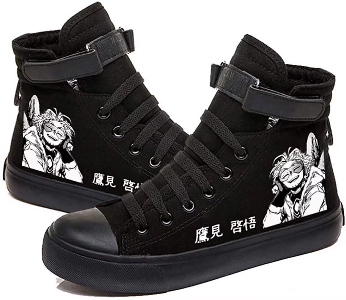Anime MHA Shoes Unisex Canvas Sneakers High Top Lace ups Bakugou Katsuki Todoroki Shoto Hawks Dabi Shoes