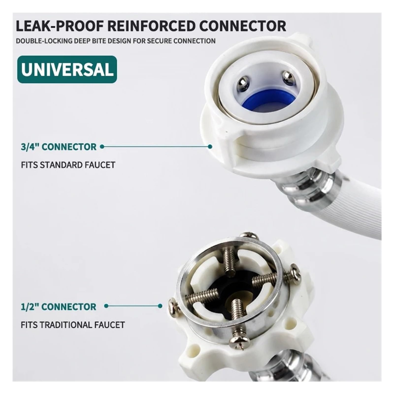 Tubo Di Ingresso Lavatrice Universale Da 1 M/1,5 M/2 M | Tubo di ingresso, connettori anti-distacco 3/4, universale for la maggior parte delle lavatrici(2M)