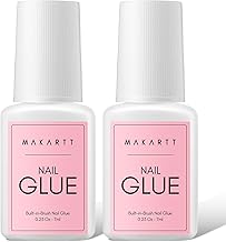 Makartt Extra Strong Nail Glue with Brush, No UV Light Required, Quick Drying in 5 Seconds, 7 ml Nail Tips and Nail Repairs, Durable, High Adhesive Glue for Artificial Nails, Pack of 2