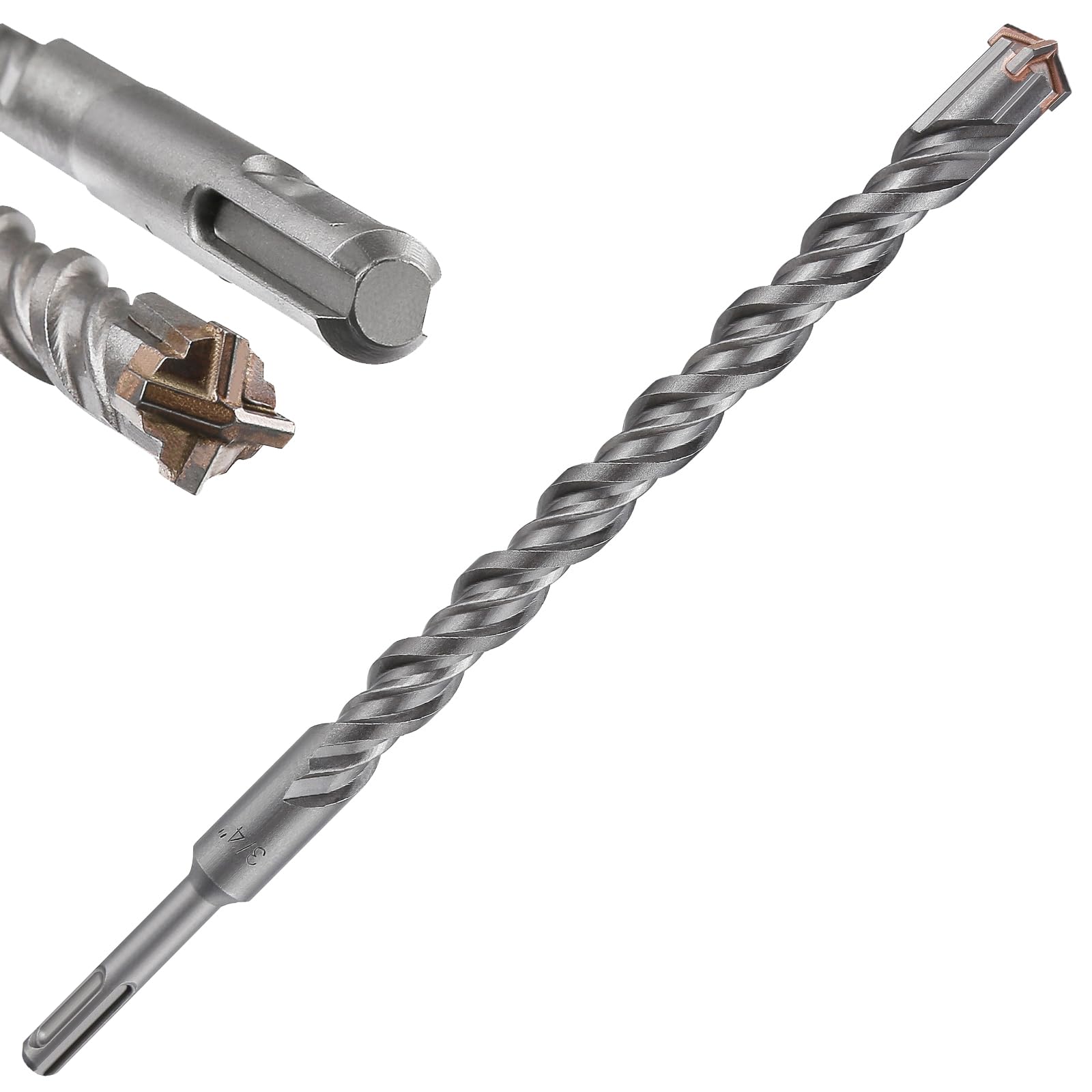 Wensilon Concrete Drill Bit lengthening 1pcs 3/4 X 12-10 Cross-Type Double Thread Carbide Material Suitable for Concrete, Brick, Cement Walls, Stone, Extra Long Hammer Drill Bits for Concrete