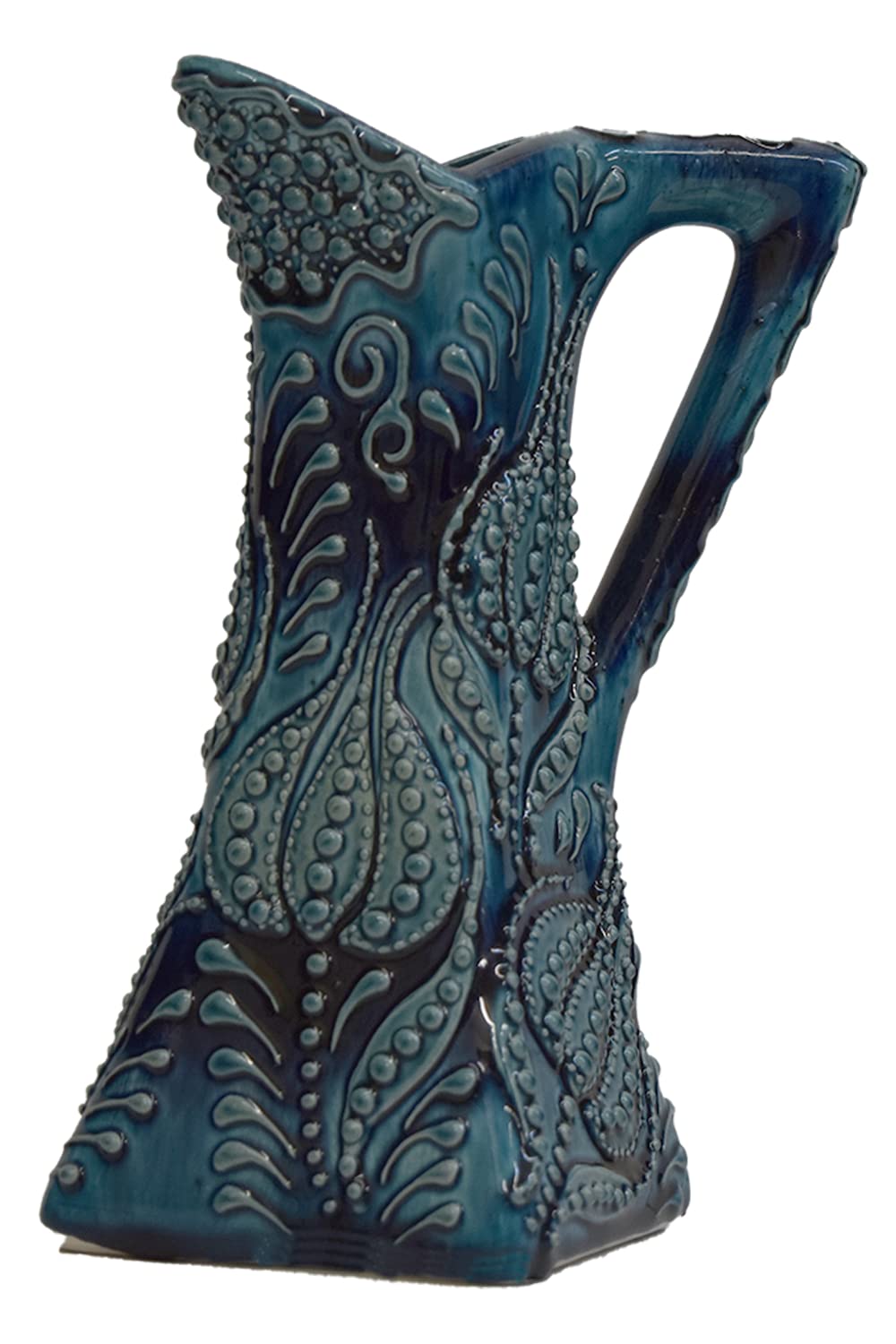Ceramic Pitcher, EliPOT 8 inch Ceramic Square Pitcher, Turkish 8