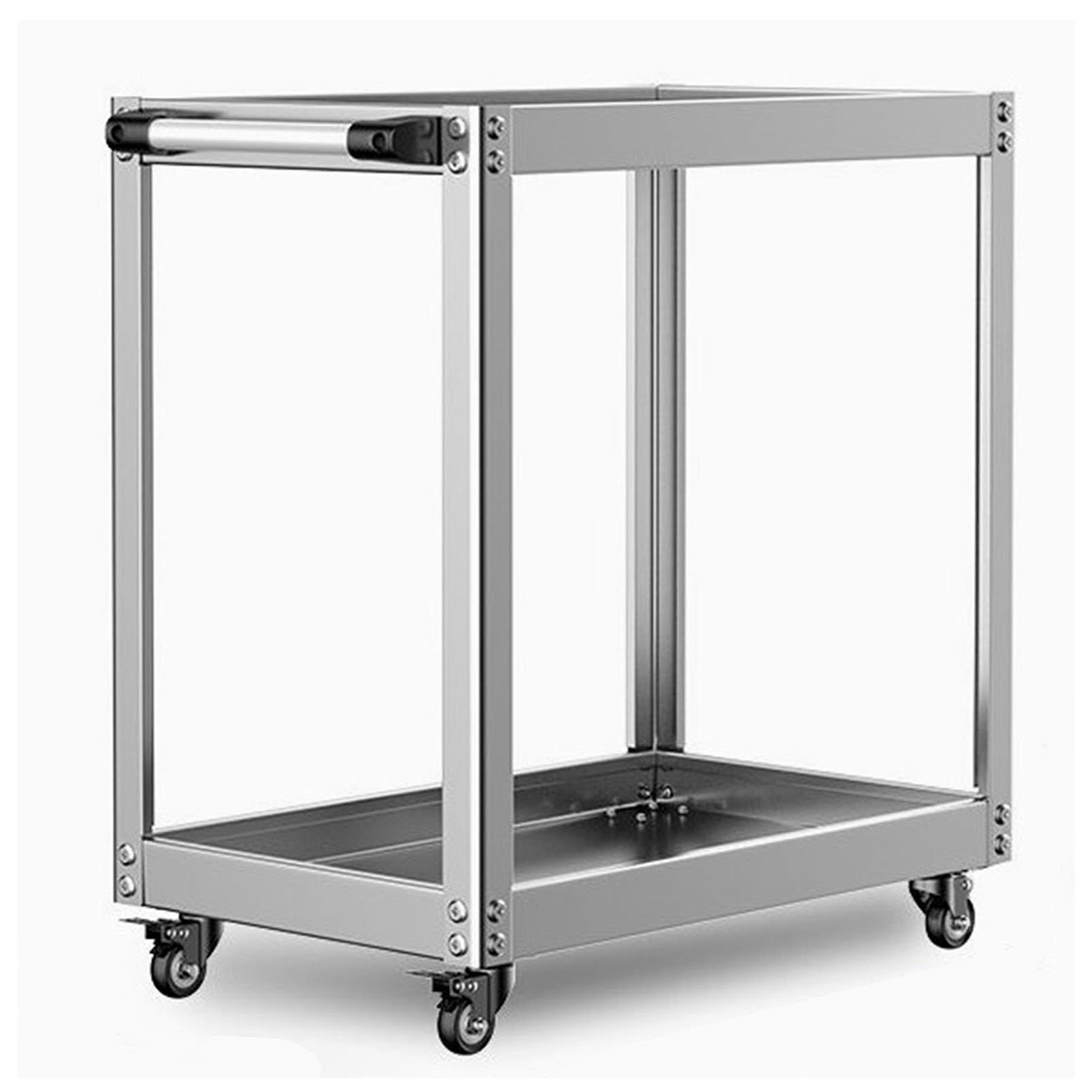 LJYKBFL Heavy Duty Stainless Steel Utility Cart with Wheels Large Capacity Rolling Toolfor Garage Warehouse and Mechanic Shop -& Versatile Storage Solution