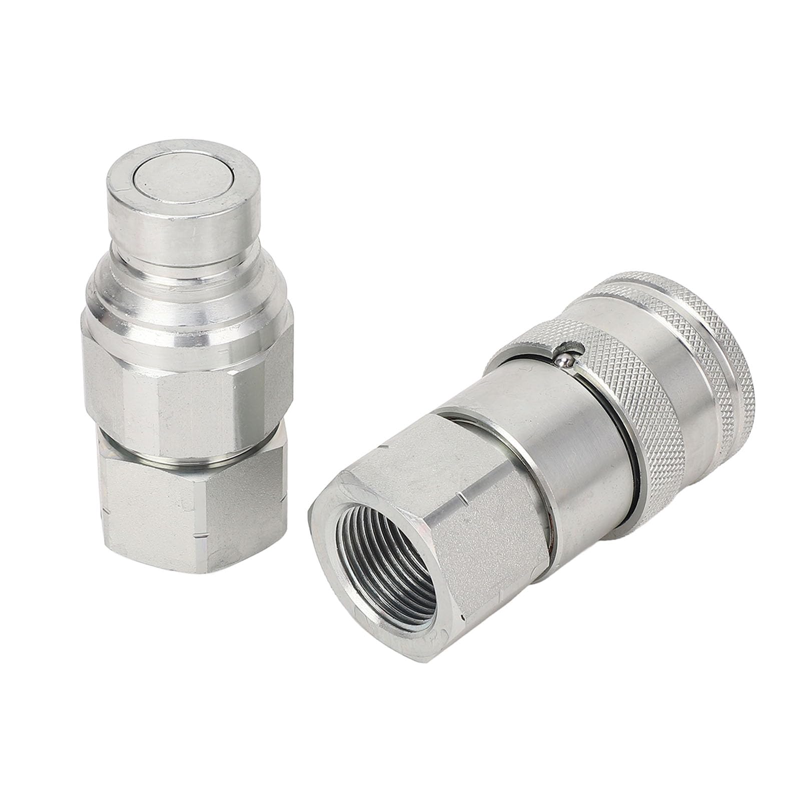 2 acoplamientos hidráulicos con tapas antipolvo, rosca de 3/4 NPT, accesorios de conexión rápida de cara plana para cargador de dirección
