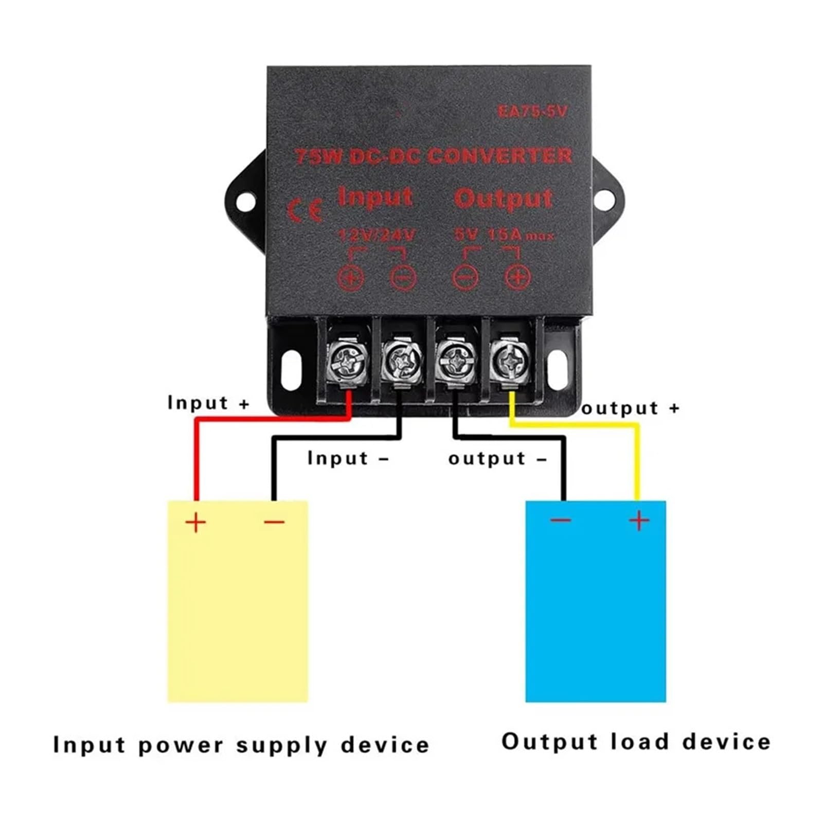 Convertidor reductor de 12V/24V a 5V 15A 75W resistente al agua IP68(12-24V to 5V 15A)