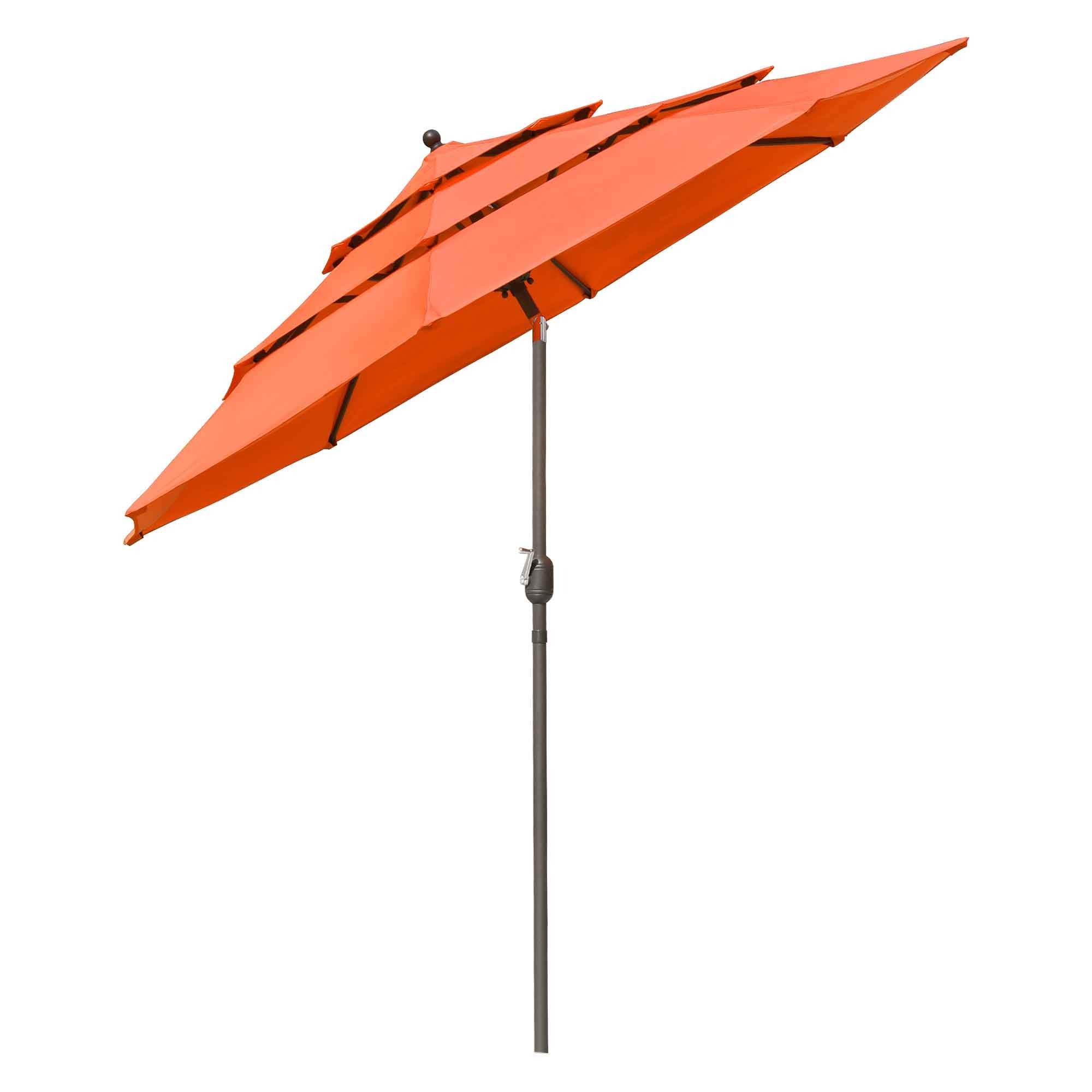 Yescom 10ft 3 Tier UV70+ Push Tilt Patio Umbrella Crank Handle Outdoor Pool Yard Cafe Deck Dining Table Orange