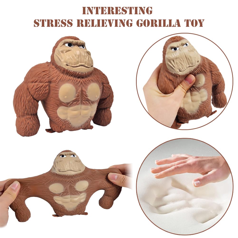 MGKEOUF Stretchy Monkey Toys, Stress Relief Gorilla Toy,Stretch Gorilla Toy,Decompress Gorilla Toy for Kids and Adults, Anti-stress Orangutan Animals Toys for Party Favors (Brown) - Image 3