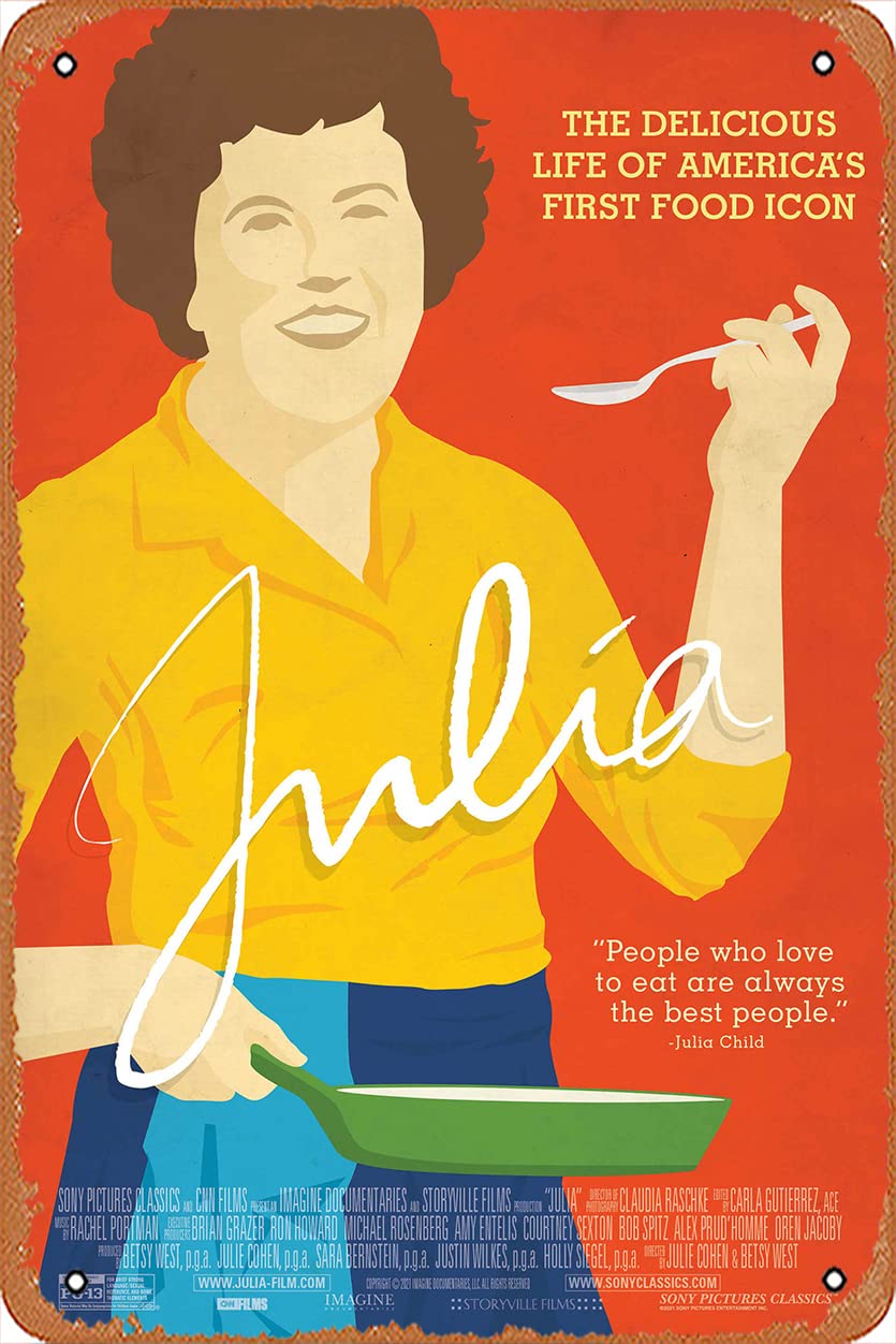AirBnk Julia (Julia Child, Julie Cohen) Movie Poster Tin Sign Film Movie Cinema Theater 8x12 Inches - Vintage Metal Tin Sign for Home Bar Pub Garage Decor Gifts