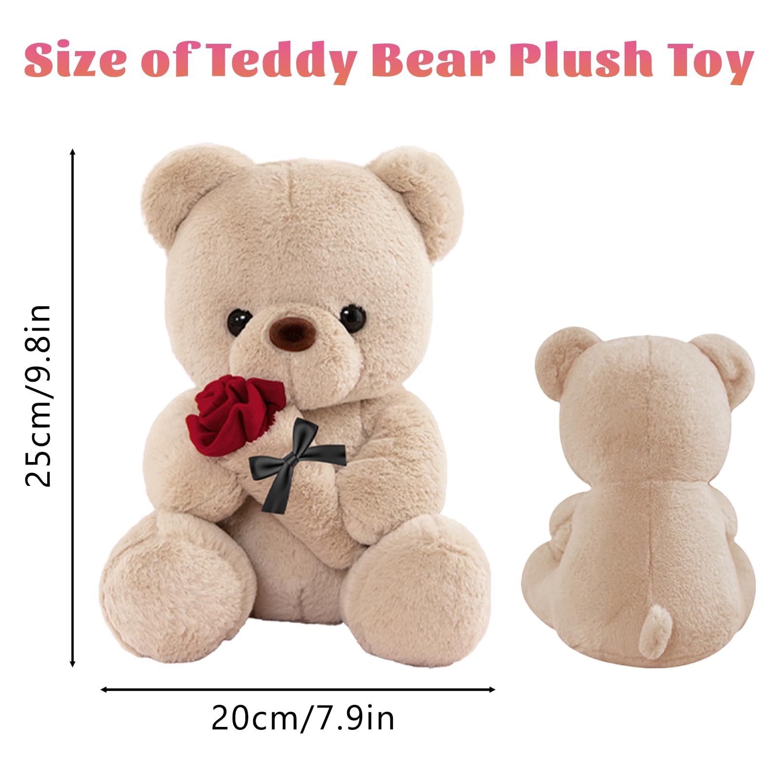 LIHIQIYA Oso de Peluche con Rosa, Regalos Día de la Madre 25cm Oso de Peluche Osito Peluche Tierno Juguete de Peluche con Marrón Regalo de Sant Jordi Aniversario Cumpleaños Originales para Mujer Mamá — view 2