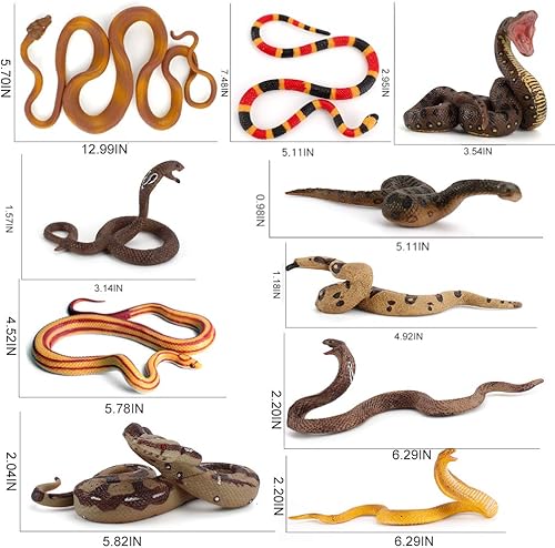 Miniatura 5 de Fantarea 10 figuras de acción realistas de animales salvajes de la selva, figuras modelo, serpiente, pitón, modelo de fiesta, suministros de