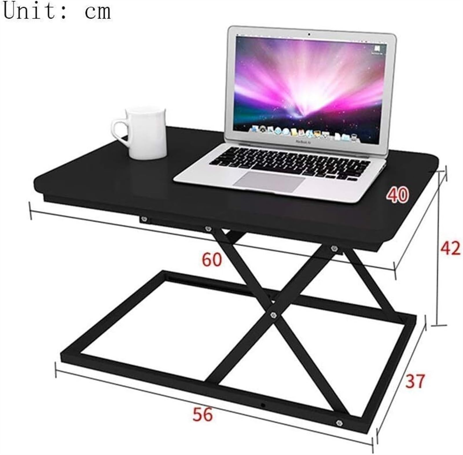 Supporto da tavolo regolabile for computer portatile, supporto mobile for laptop, seduto e in piedi, alternativa