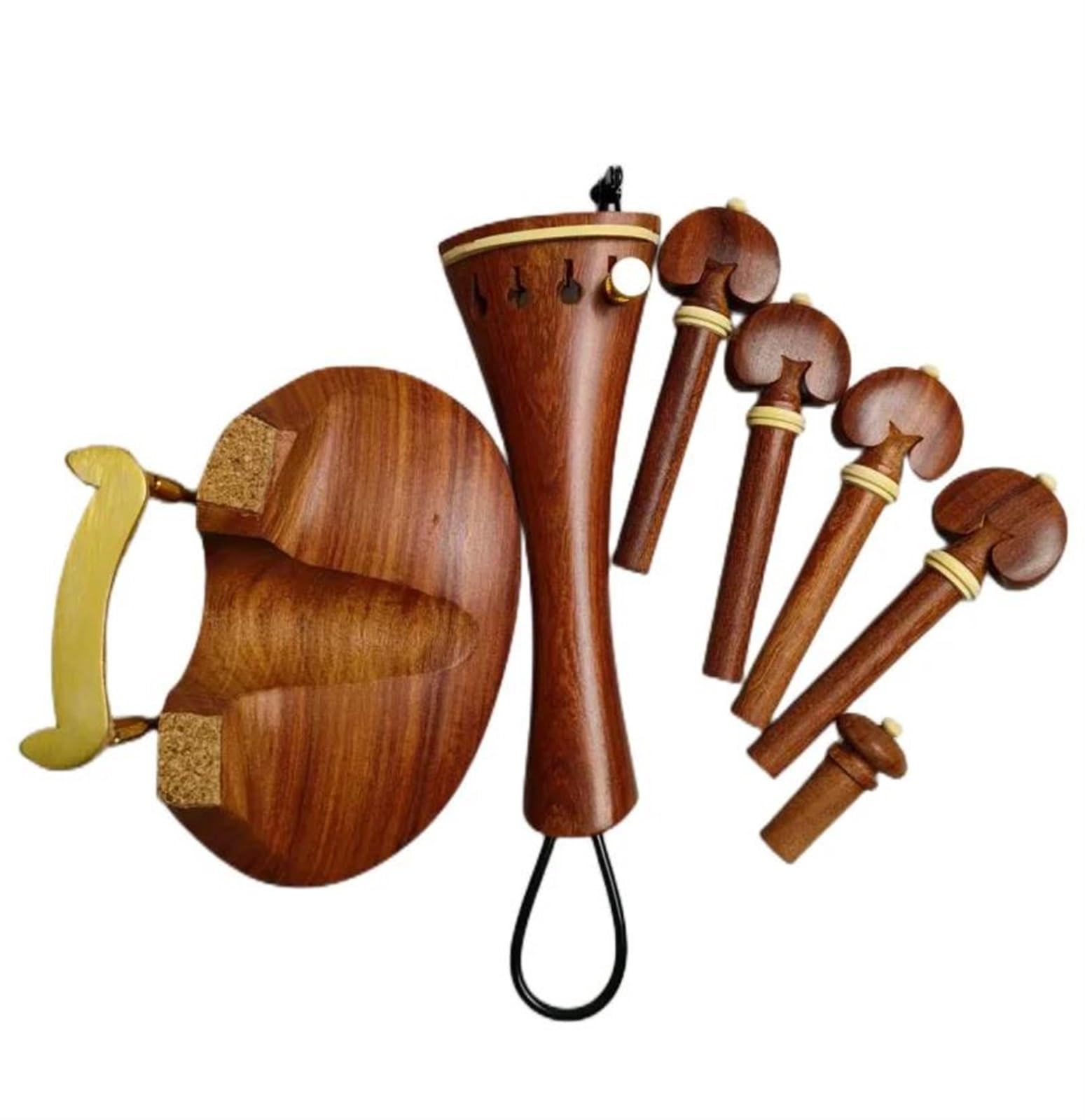 Akcesoria Do Skrzypiec Zestaw Akcesoriów Do Skrzypiec Pełnowymiarowych Z Palisandru 4/4 Kołki Trzpień Końcowy Strunnik Podbródek Złoty Zacisk(Violin parts 1)