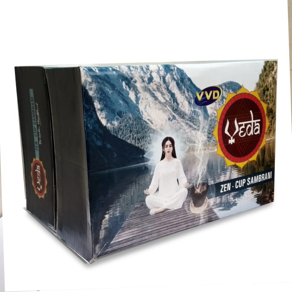 VVD Veda Zen Cup Sambrani - Pack of 12 Boxes | 12 Pieces Inside Each Box | Herbal Flavoured Dhoopam Cups