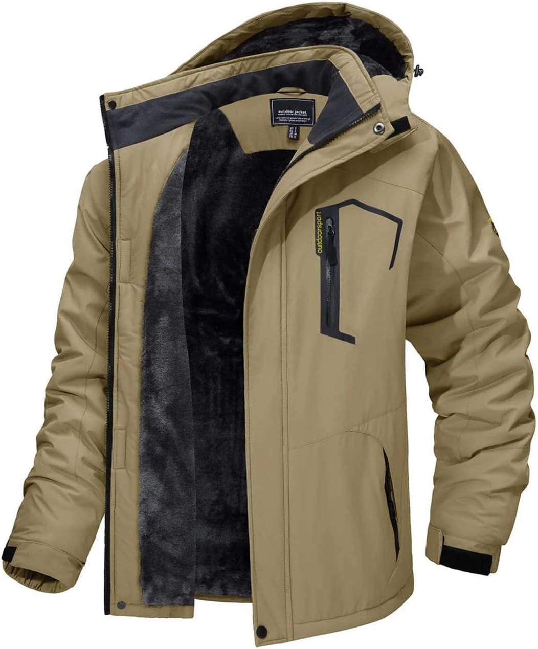 Sweejim Men's Winter Fleece Lined Hiking Jacket Outdoor Remov Hooded Ski Snowboard Parka Outerwear