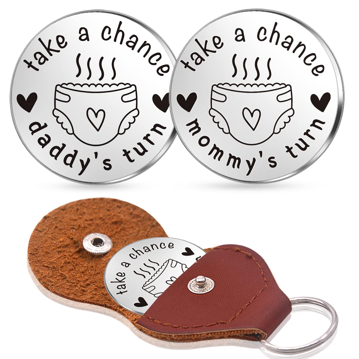 Funny Pocket Hug Token Gift for New Mom Dad,Funny Double Sided Decision Coin Gifts for Baby Shower First Time Mommy Daddy to Be,Cute New Parents Pregnancy Birthday Gifts-Take a Chance