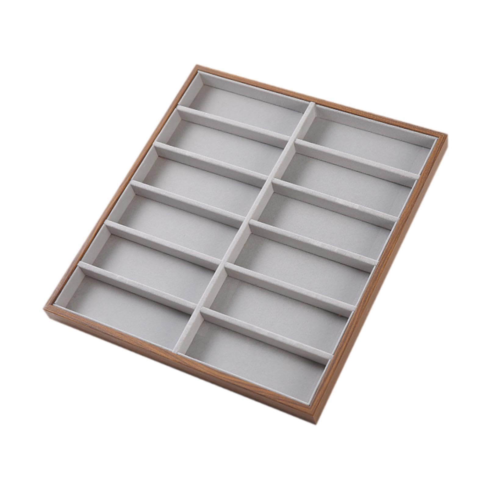 perfk Bandeja expositora para gafas, organizador de gafas multiusos para hombres y mujeres, soporte para gafas y organizador de joyas para mesa del, 12 Cuadrículas de 36x40x3 Cm
