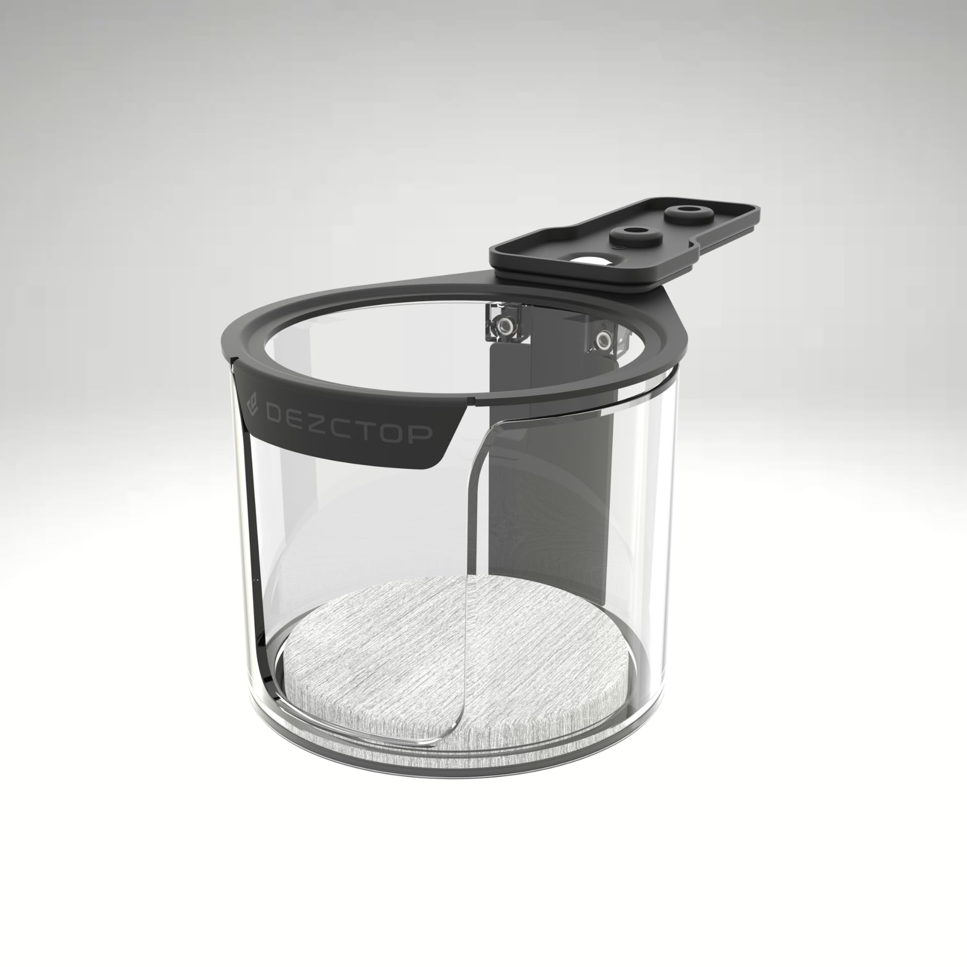 DEZCTOP Rotating Under Desk Cup Holder with Absorbent Pad, Anti-Spill Swivel Design, Fits Mugs, tumblers, and Cups, Perfect for Gaming or Office Desks, Black