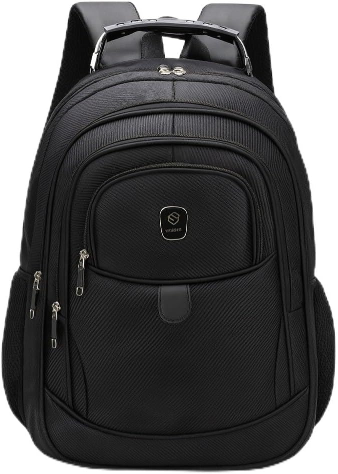 Mochila Executiva Antifurto Reforçada 18", Preta, 45x32x16cm, 4 Compartimentos, Porta Notebook 16 Polegadas, Alça Puxador Cabo de Aço, Impermeável, 22 Litros, para Trabalho, Escola, Viagem, Unissex