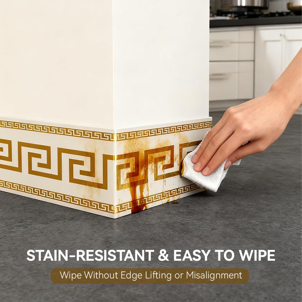 HASTHIP Wall Skirting Stickers - Golden Greek Key -4