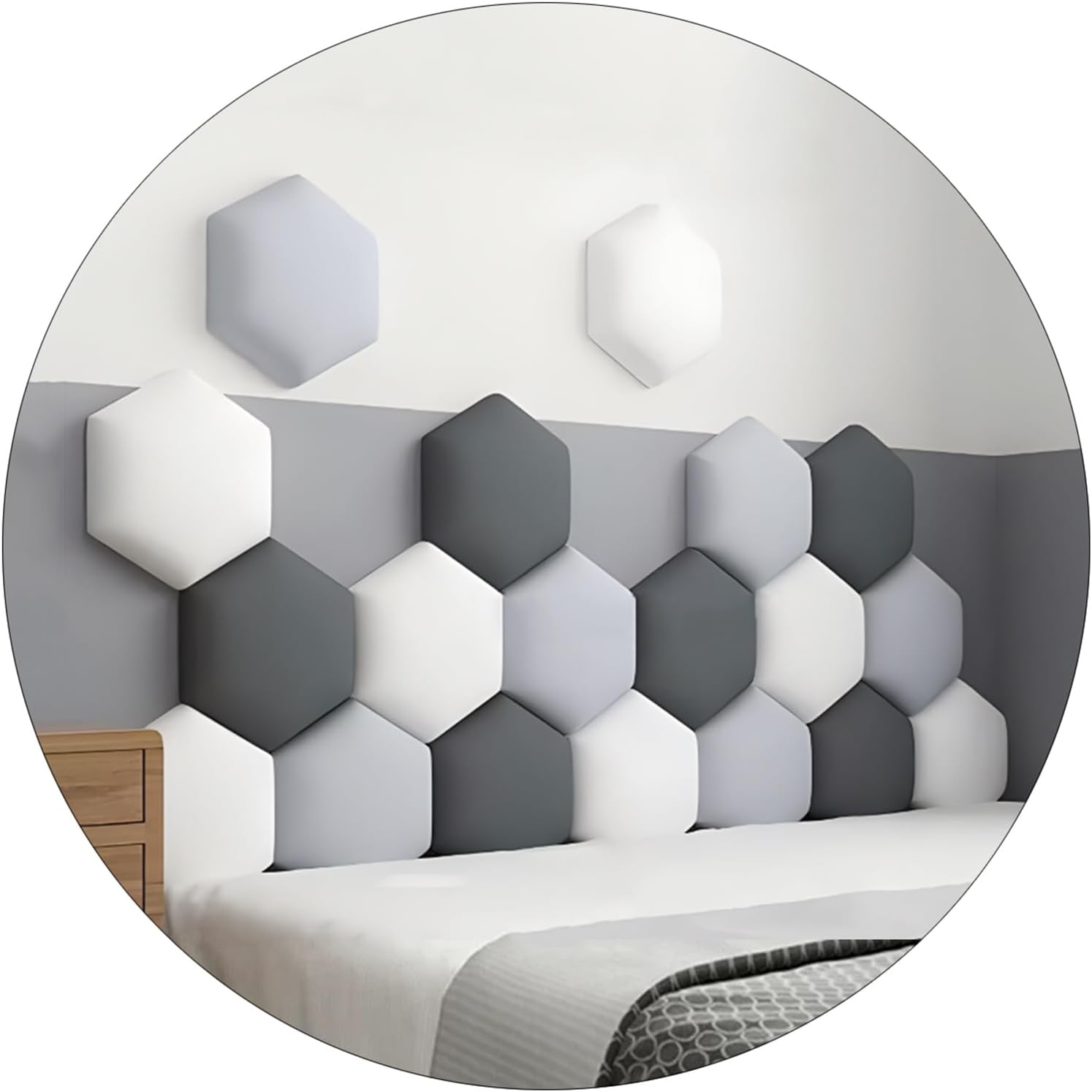 Hexagon Wall Panels for Kids' Room, Peel and Stick Anti-Collision Headboard Padding, Stylish Indoor Wall Decor Stickers, Safe & Fun Wall Covering