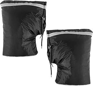 CAINCAY Motorcycle Handlebar Gloves Reflective Stripes Plush Warm Winter Thermal Windproof Motorcycle Scooter Gloves