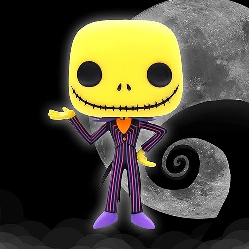 Miniatura 3 de POP Disney: The Nightmare Before Christmas - Figura de vinilo Funko de Jack Skellington (luz negra) (paquete con funda protectora de caja