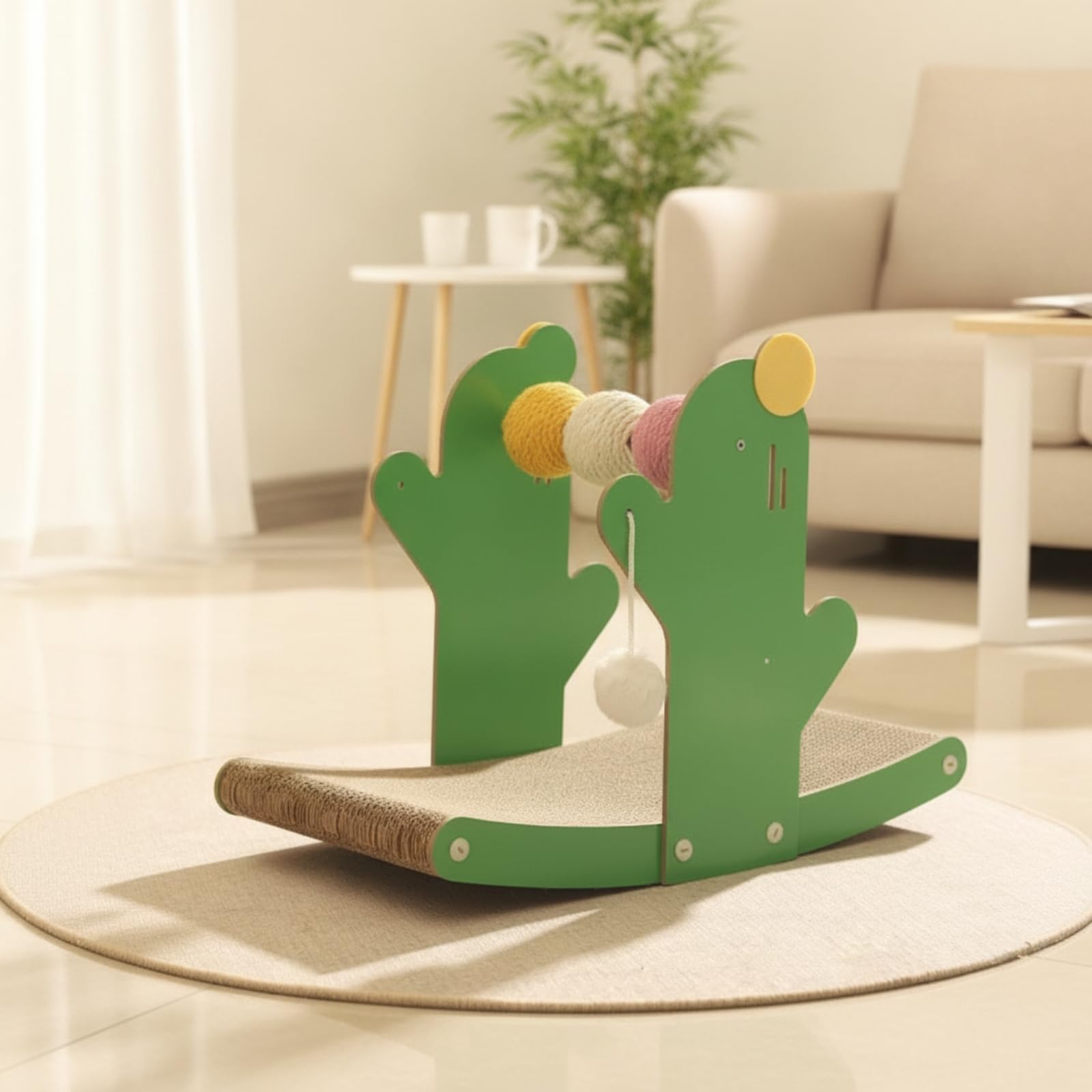 rockible Tiragraffi a Forma di Verde Tiragraffi con Pannello in Cartone Agli Animali Domestici per Gattini, Appartamento, Soggiorno, Cactus T-shape