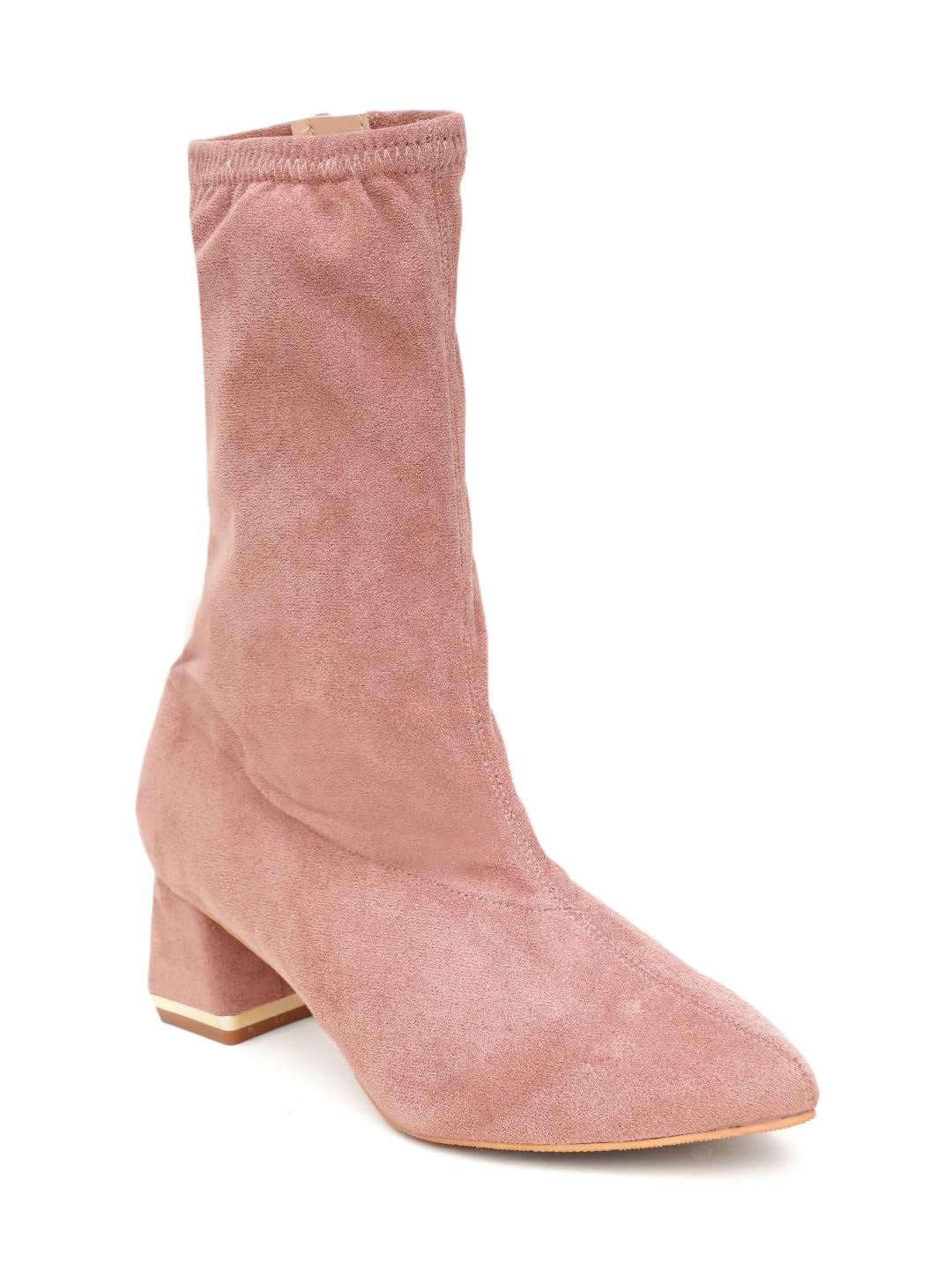SHERRIF Womens Pink Color Block Heel Boots (SF-4291-NUDE-38) (B0CLB3RTZQ) Amazon Price History, Amazon Price Tracker