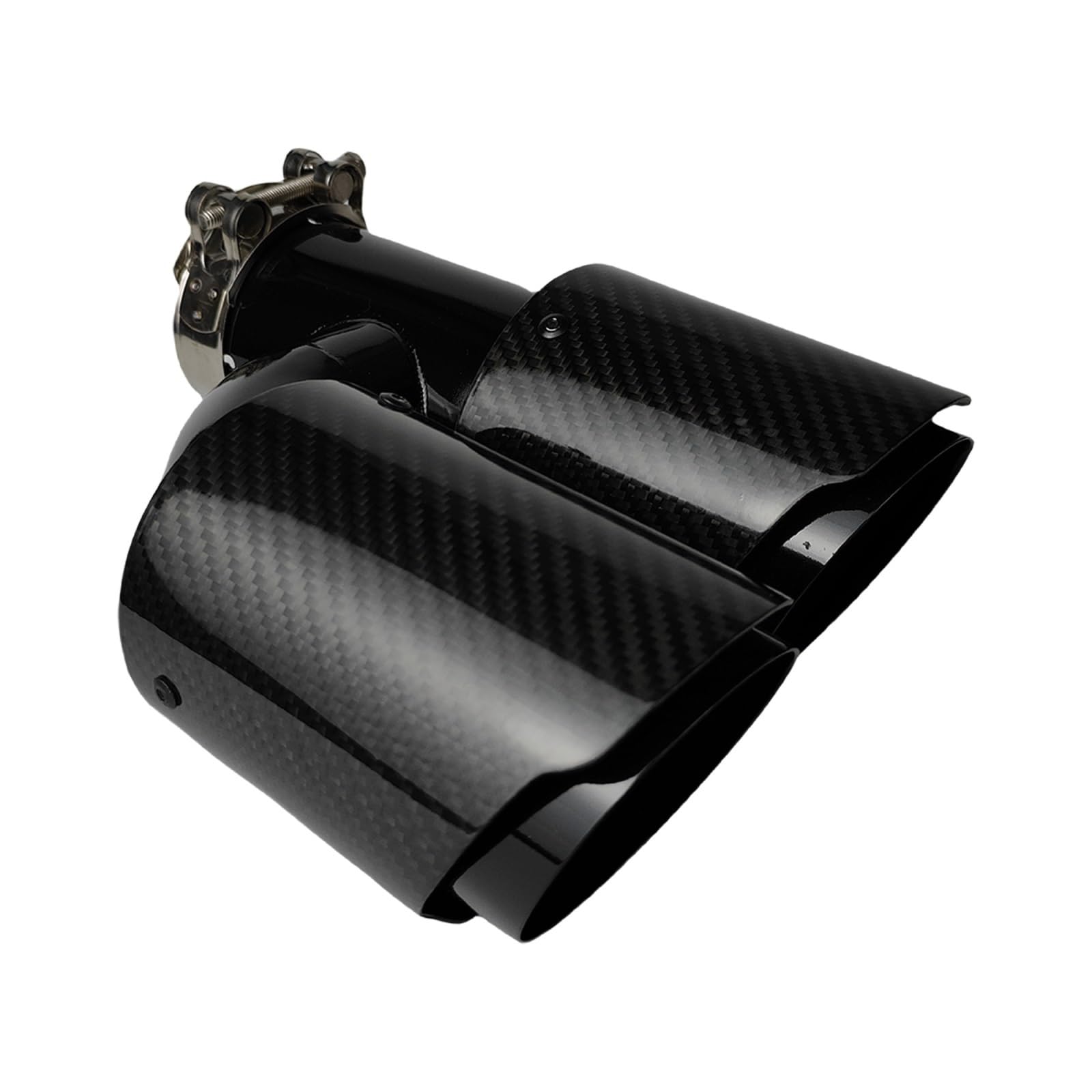 Car Silencer 1 szt. Uniwersalny tłumik wydechowy z włókna węglowego długość czarny w kształcie litery h podwójny skośny błyszczący końcówka tłumika wydechowego(63.5mm-76mm-Right)