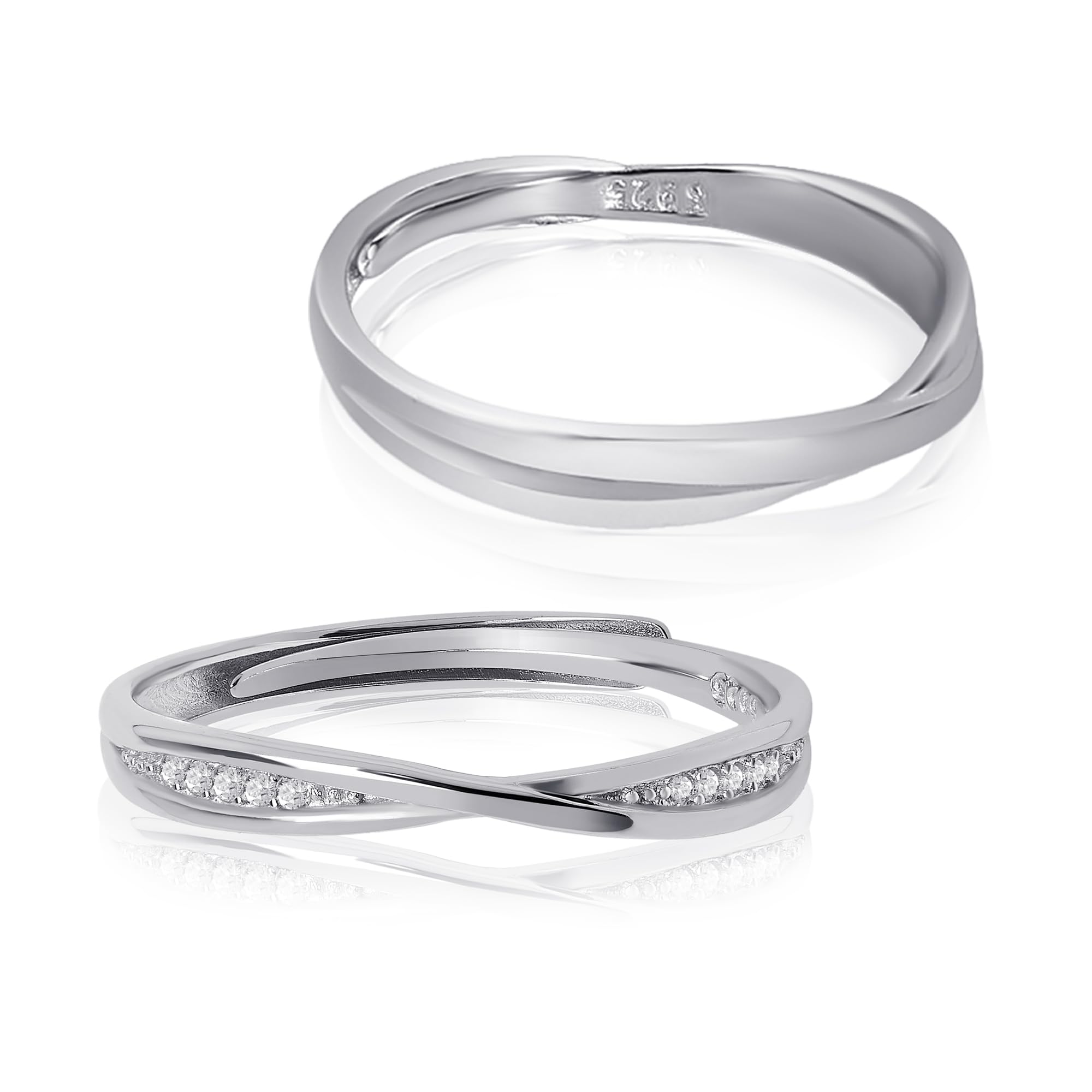 ZAVYA 925 Sterling Silver CZ Rhodium Couple Rings | Adjustable Ring | Gift for Husband & Wife, Couples | With Certificate of Authenticity and 925 Hallmark (B0BT7PXVZV) Amazon Price History, Amazon Price Tracker