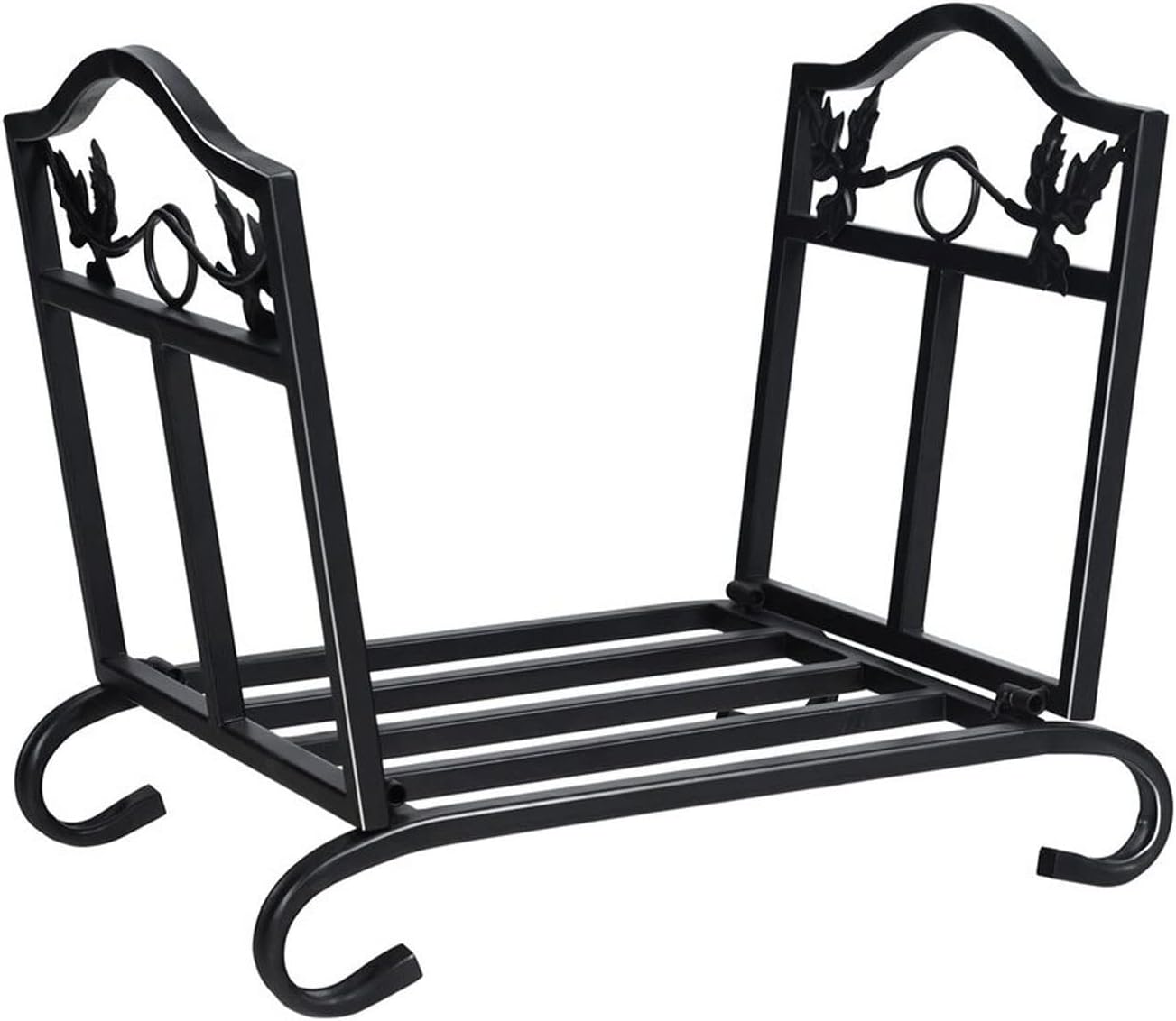 Firewood Rack Wooden Storage Log Holder Heavy Duty Wrought Iron Log Basket Fireplace Log Holder for Indoor Outdoor Wood Storage Firewood Storage (Color : Black) (Black)