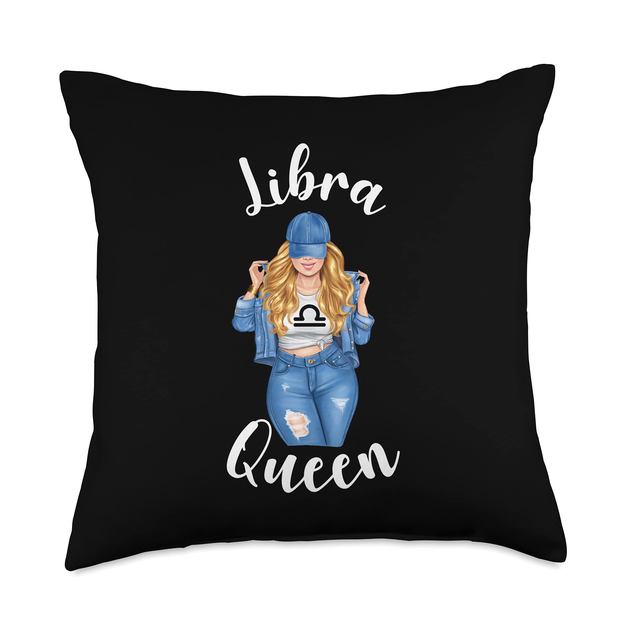 Lush Zodiac Gifts for Women Streetwise Libra Queen Zodiac Girl September or October Cool Throw Pillow, 18x18, Multicolor