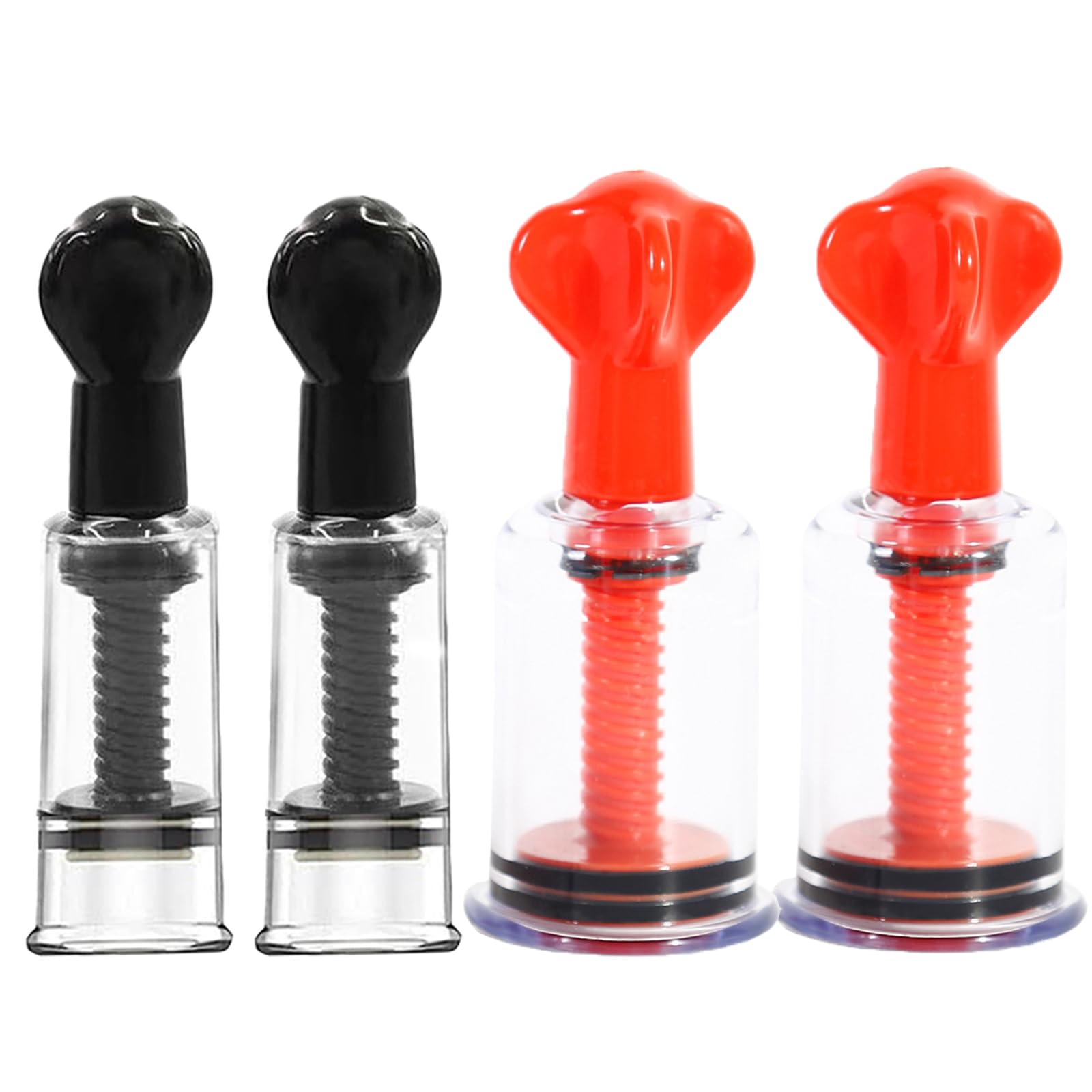 Jesakmie 2Size Red Black Nipplesuckers Silicone Nipple Corrector for Flat Inverted Nipples for Breastfeeding Mother or Women Vacuum Cup 4pieces