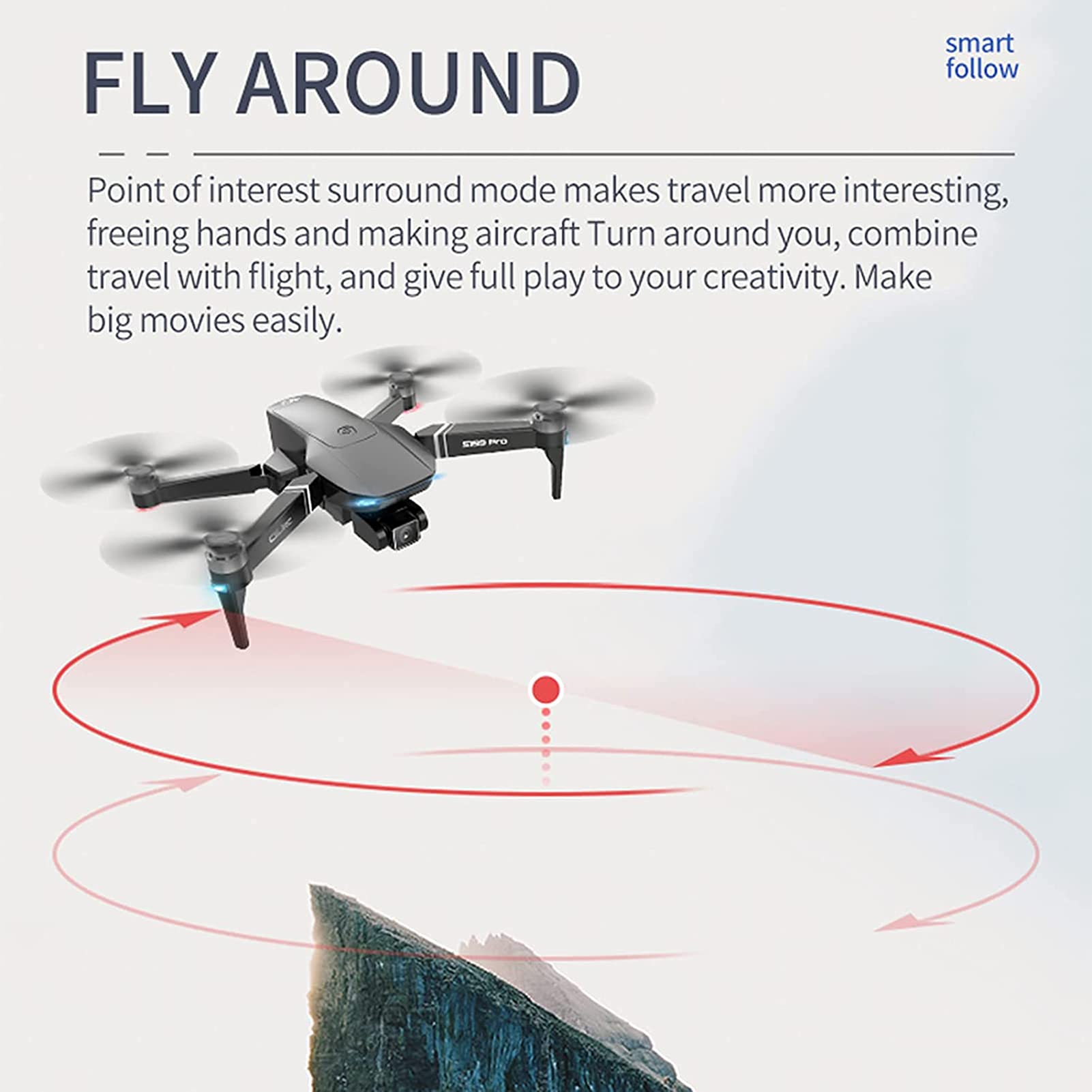 GPS Drone with 4K Dual Camera 5G WiFi FPV Drone with Brushless Motor 2km Distance 30 Mins Flight Time RC Quarcopter Follow me Auto Return Home Encircling Flight(Battery*2)