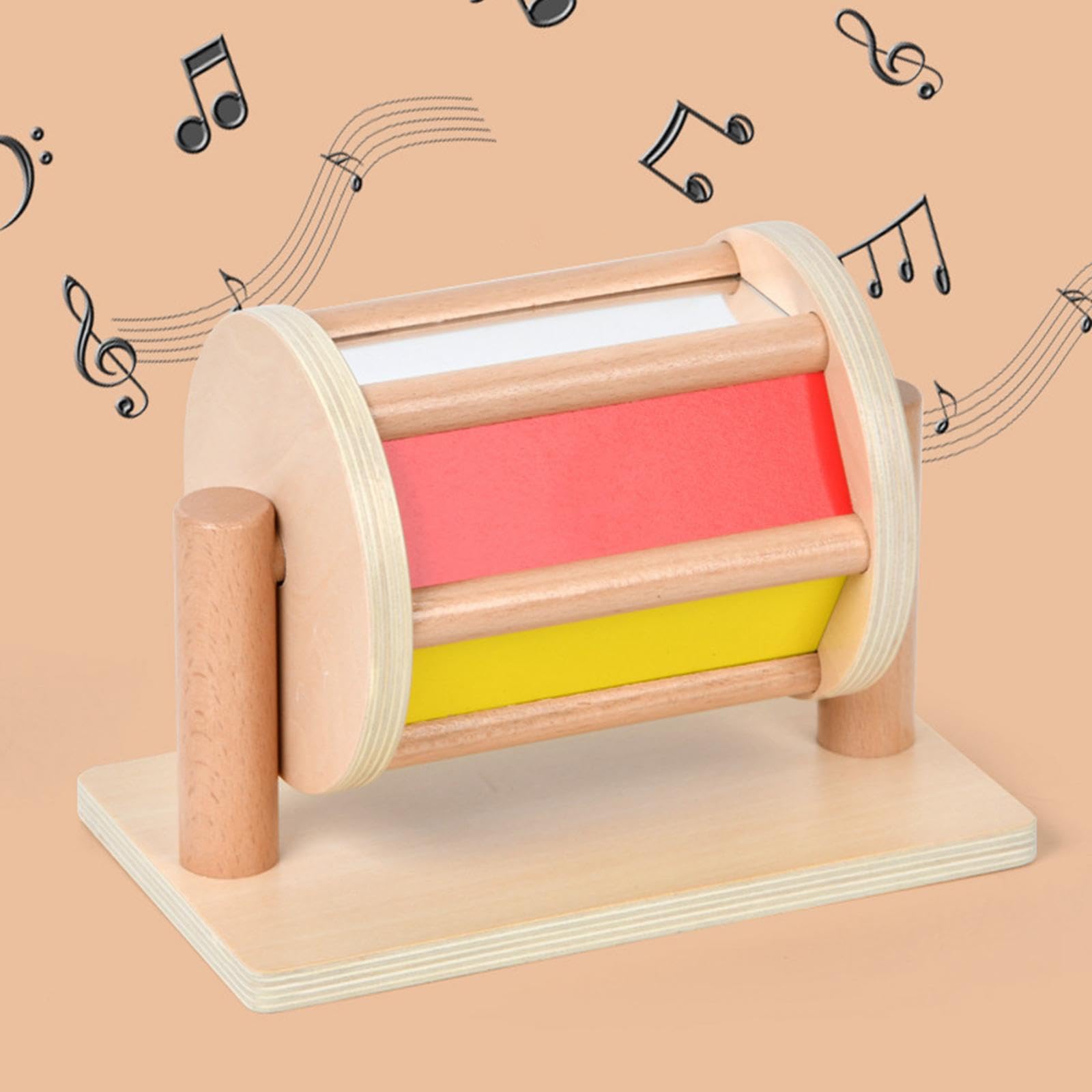 Tambor Giratorio, Juguete de Aprendizaje Sensorial, Rodillo de Aprendizaje para Promover La Motricidad Fina, de Madera.