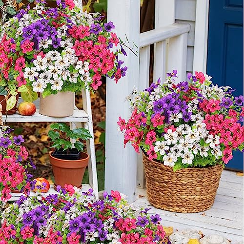 LOMOHOO 9 Bundles Artificial Flowers Outdoor UV Resistant Fake Flowers No Fade Faux Plants Garden Porch Window Box Decorating (Multicolor) - Image 4